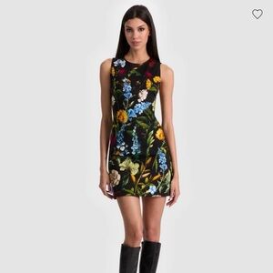 Alice + Olivia Black Dress with Vibrant Floral Design